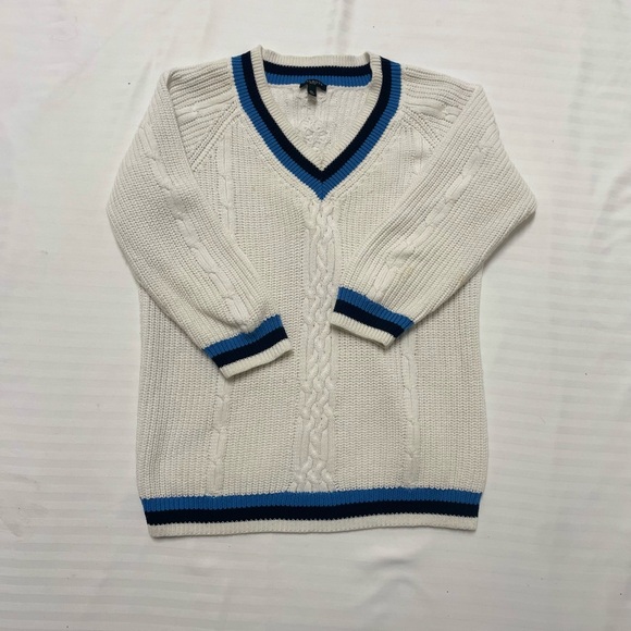 Talbots Sweaters - Talbots White and Blue V-Neck Sweater